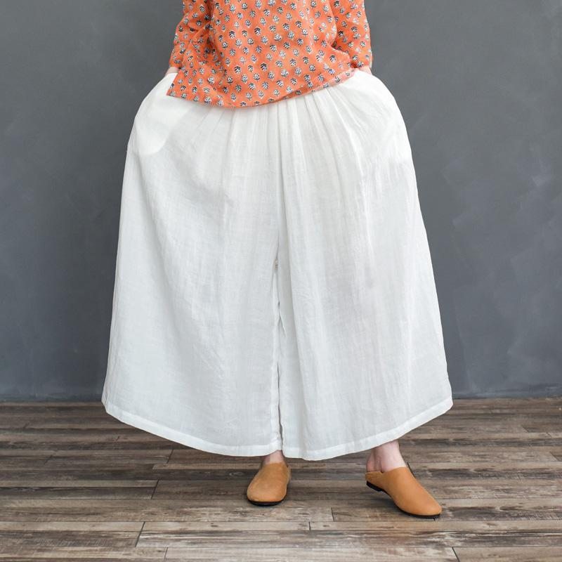 Pantalon Large En Coton Et Lin Pur Lin Grande Taille