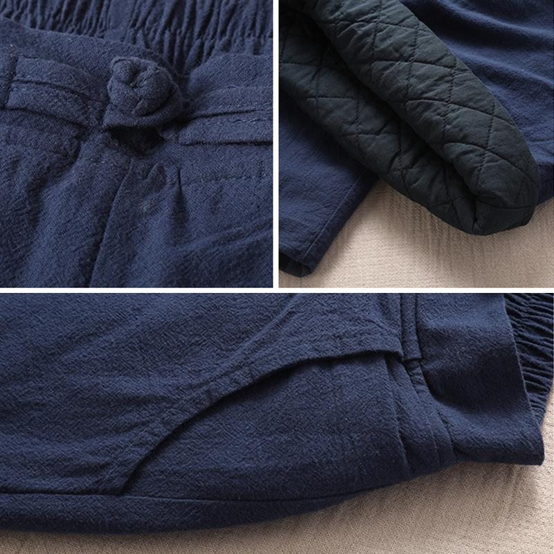 Pantalon Large Décontracté En Coton Et Lin Épais Pour L'hiver