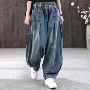 Pantalon Large Décontracté En Coton Décontracté Printemps Rétro