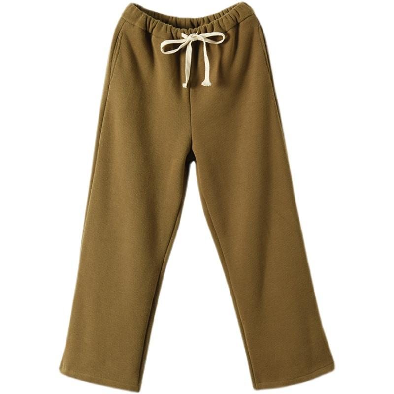 Pantalon Large Décontracté En Peluche À Taille Élastique Pour L'hiver