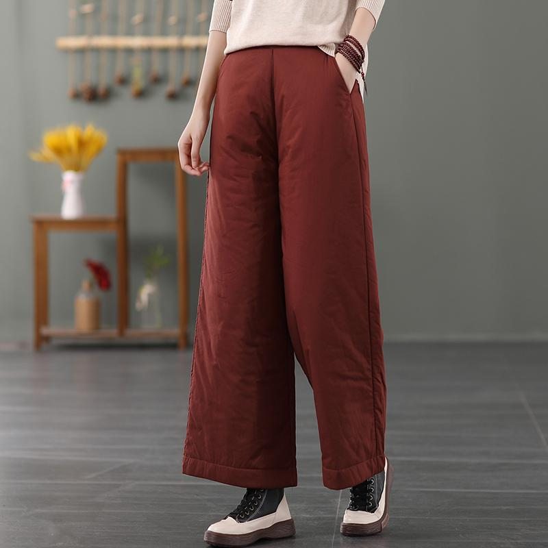 Pantalon Large D'hiver Rembourré En Coton Et Lin Rétro