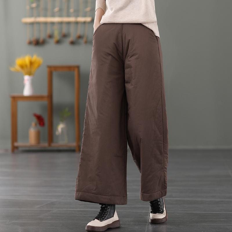 Pantalon Large D'hiver Rembourré En Coton Et Lin Rétro