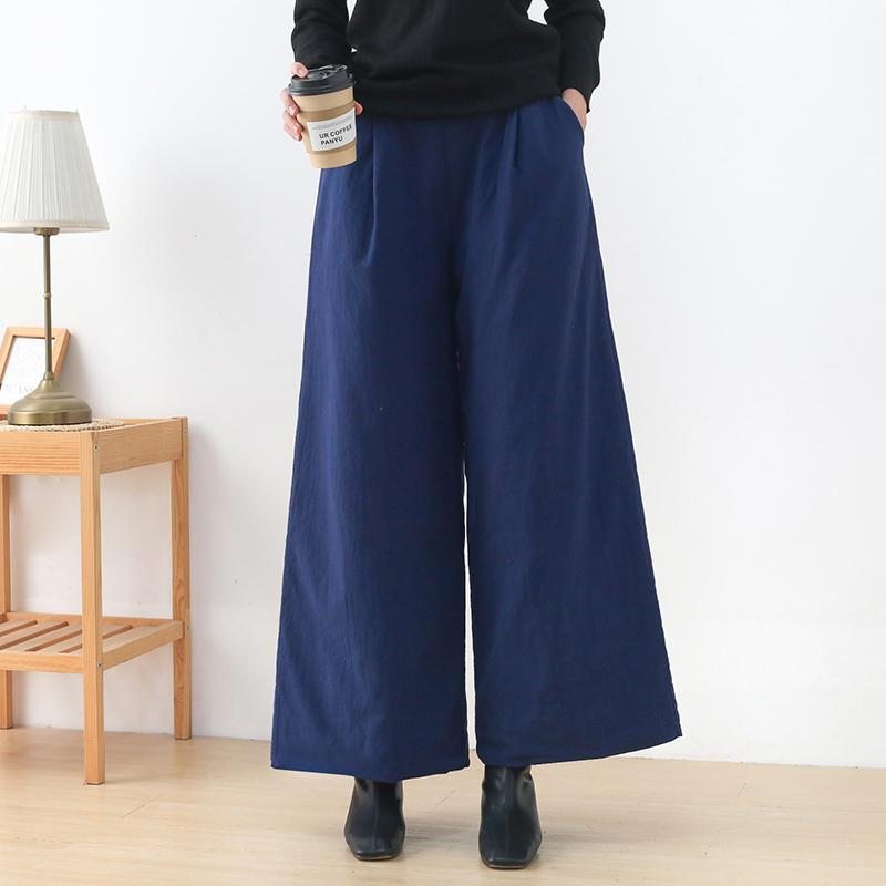 Pantalon Large À Jambes Larges En Coton Et Lin Rétro D'hiver Grande Taille