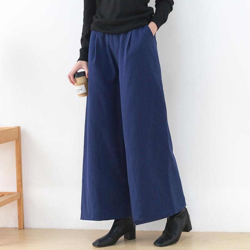 Pantalon Large À Jambes Larges En Coton Et Lin Rétro D'hiver Grande Taille