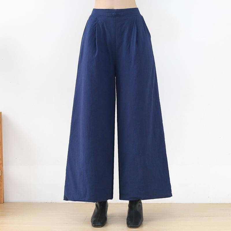 Pantalon Large À Jambes Larges En Coton Et Lin Rétro D'hiver Grande Taille