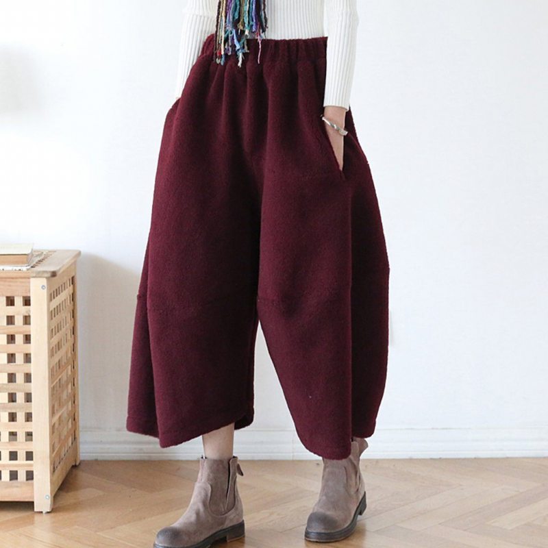 Pantalon Large En Laine D'hiver