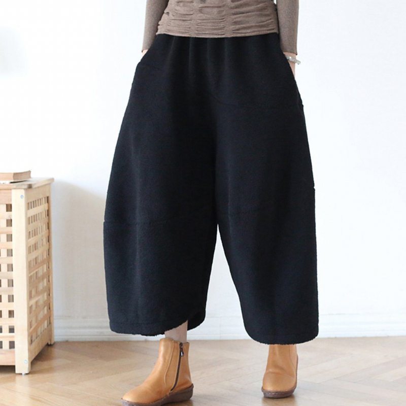 Pantalon Large En Laine D'hiver