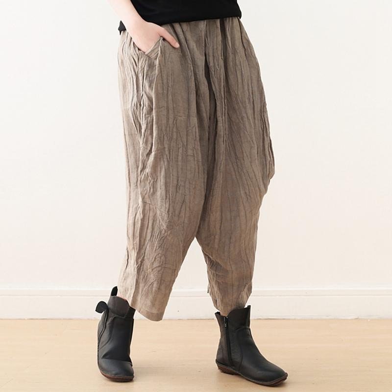 Pantalon Large Lanterne En Coton Et Lin