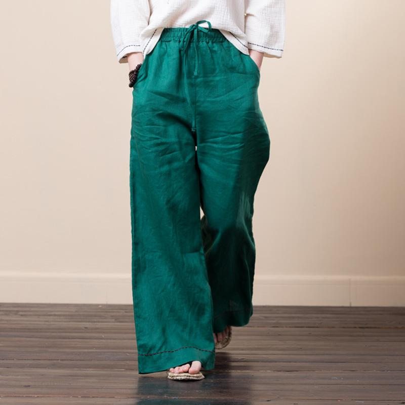 Pantalon Large En Lin D'été Grande Taille 8 Couleurs