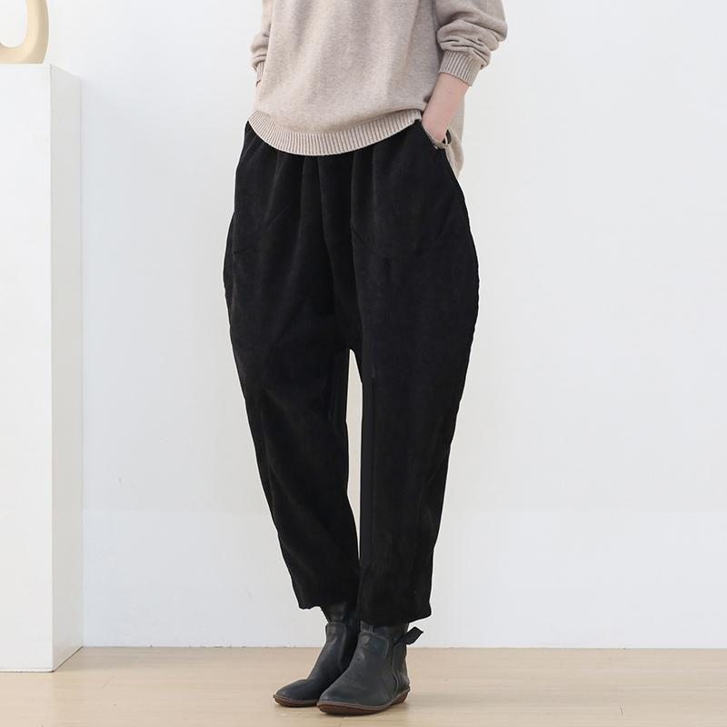 Pantalon Large En Velours Côtelé D'automne Grande Taille