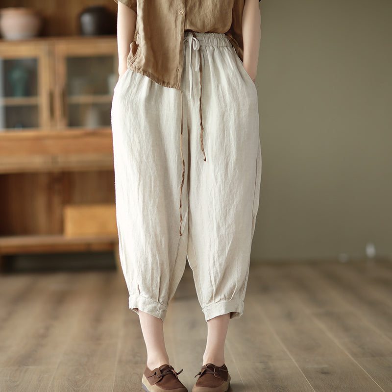 Pantalon En Lin D'été Pour Femmes