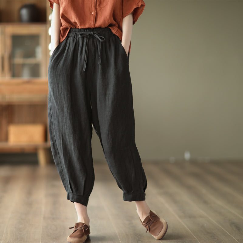 Pantalon En Lin D'été Pour Femmes