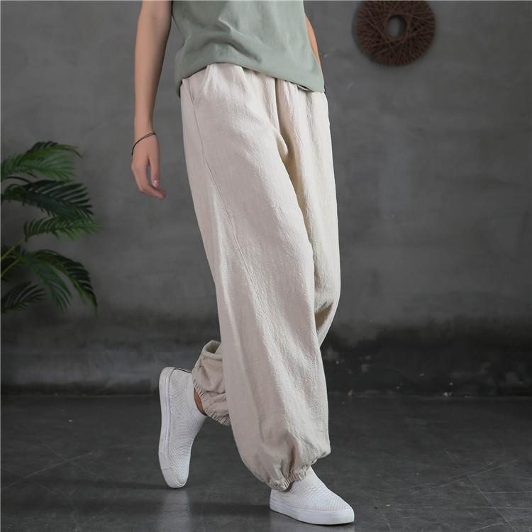 Pantalon En Lin Lâche Bloomer Rétro Printemps Hiver