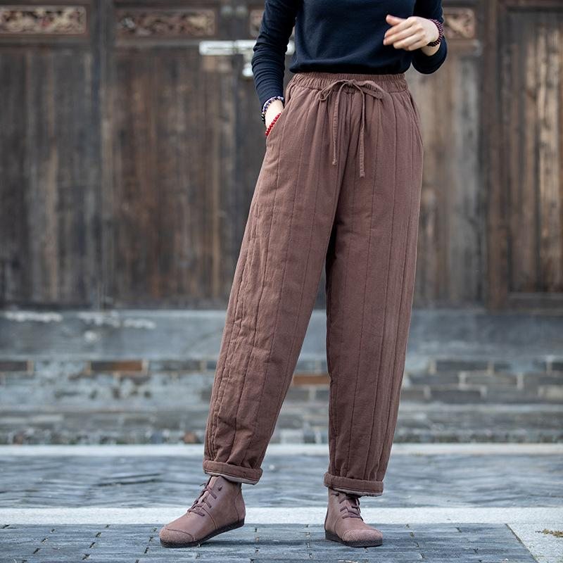 Pantalon Matelassé En Coton Décontracté Rétro Automne-hiver