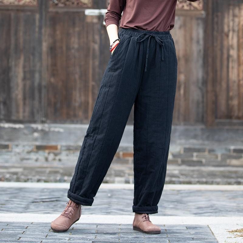 Pantalon Matelassé En Coton Décontracté Rétro Automne-hiver