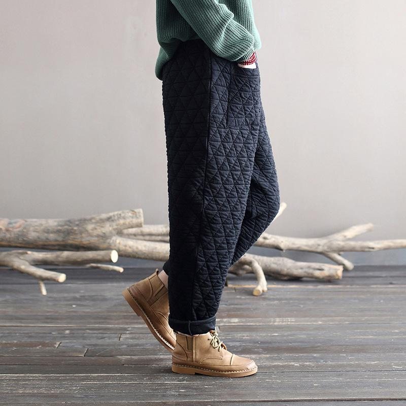 Pantalon Rembourré En Coton Lâche Rétro Hiver Printemps