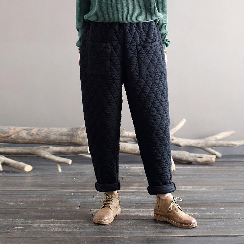 Pantalon Rembourré En Coton Lâche Rétro Hiver Printemps