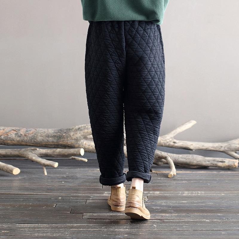 Pantalon Rembourré En Coton Lâche Rétro Hiver Printemps