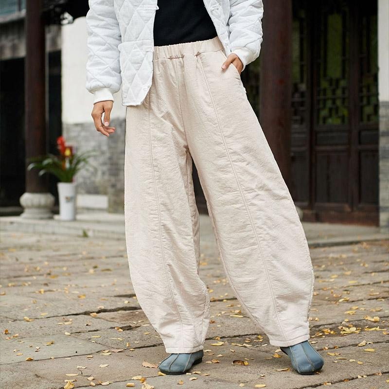 Pantalon Rembourré En Coton Rétro Taille Plus Pour L'hiver