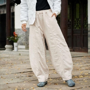 Pantalon Rembourré En Coton Rétro Taille Plus Pour L'hiver