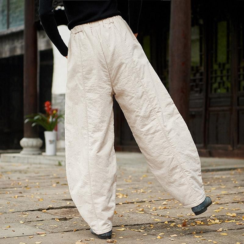 Pantalon Rembourré En Coton Rétro Taille Plus Pour L'hiver