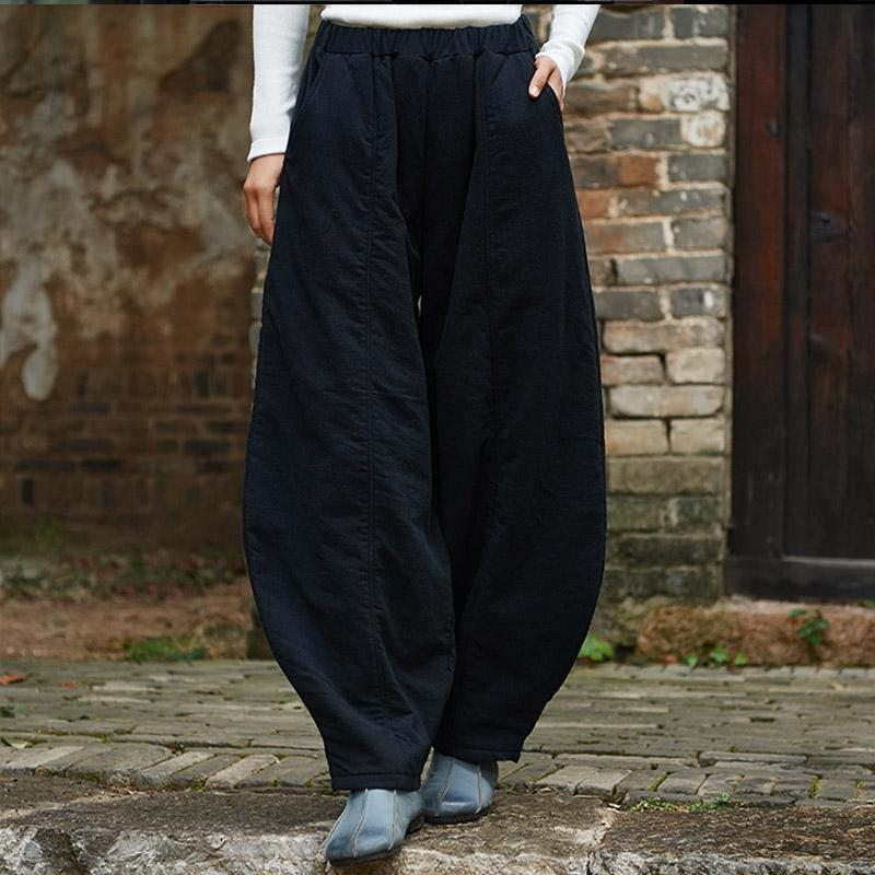 Pantalon Rembourré En Coton Rétro Taille Plus Pour L'hiver