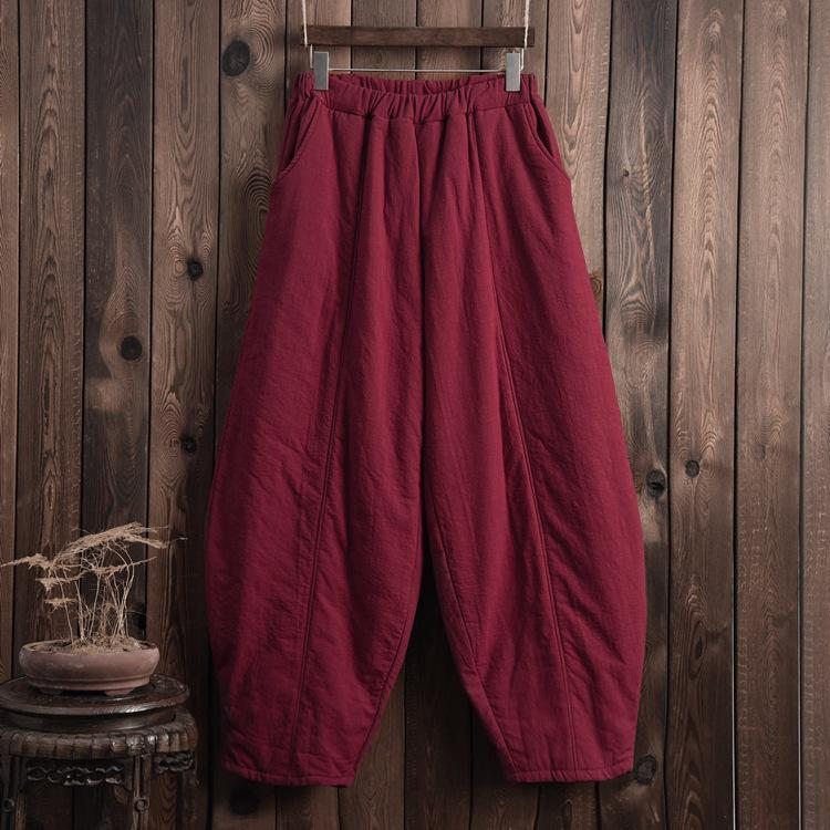 Pantalon Rembourré En Coton Rétro Taille Plus Pour L'hiver