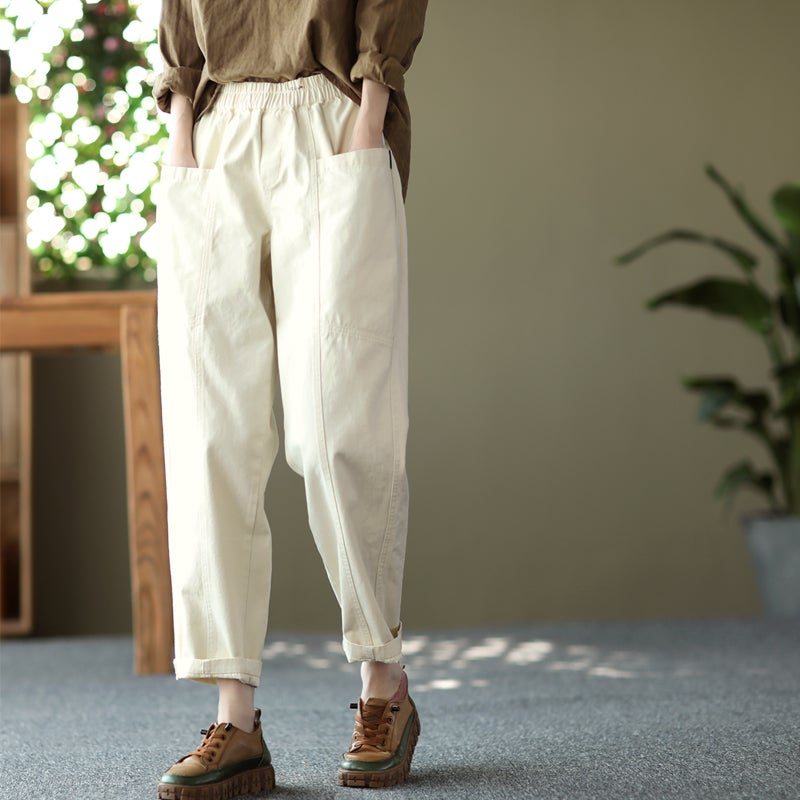 Pantalon Sarouel En Coton Décontracté Pour Femmes