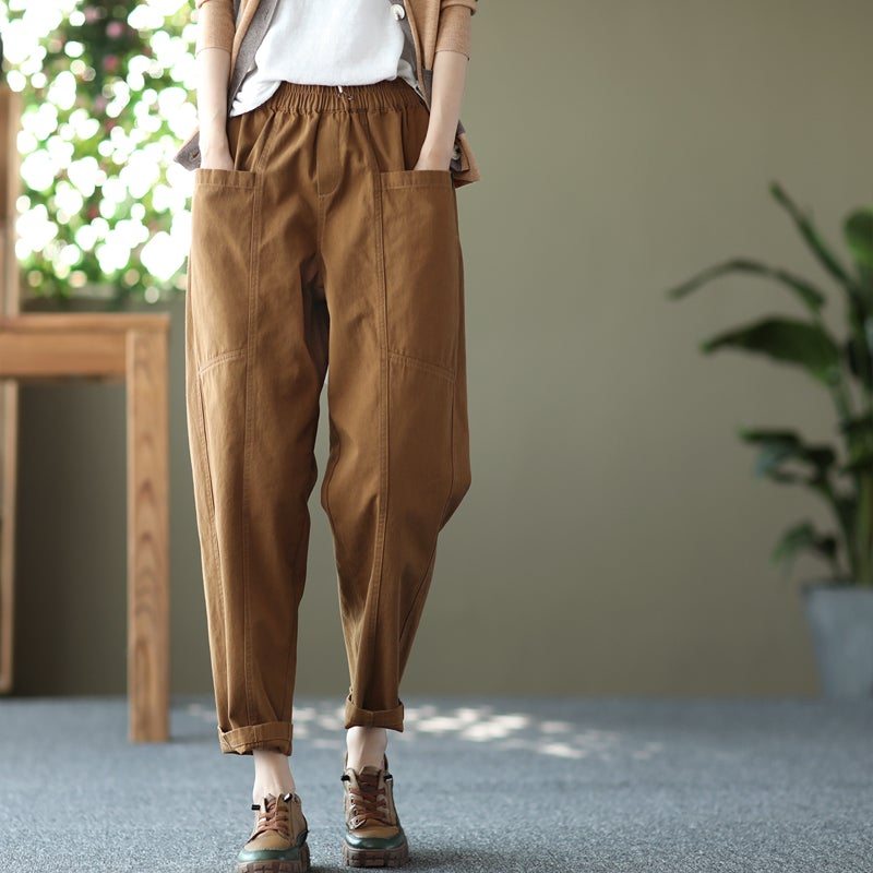 Pantalon Sarouel En Coton Décontracté Pour Femmes