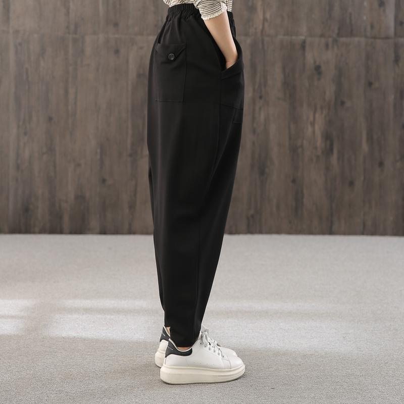 Pantalon De Survêtement Noir Ample À Poche Asymétrique