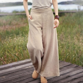 Pantalon Taille Haute Rétro En Coton Lâche Printemps Et Été