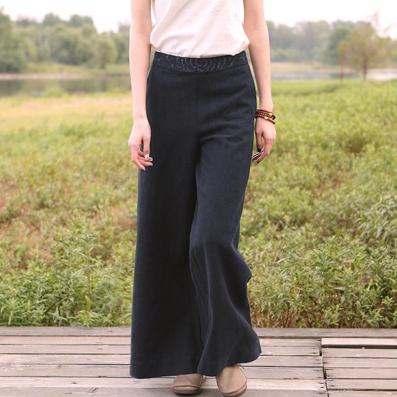 Pantalon Taille Haute Rétro En Coton Lâche Printemps Et Été