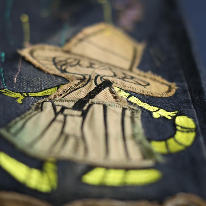 Printemps Automne Broderie Dessin Animé Délavé Jeans Décontractés