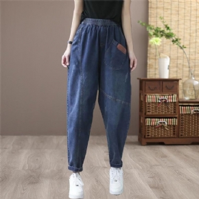 Printemps Automne Loose Casual Retro Patchwork Harem Jeans