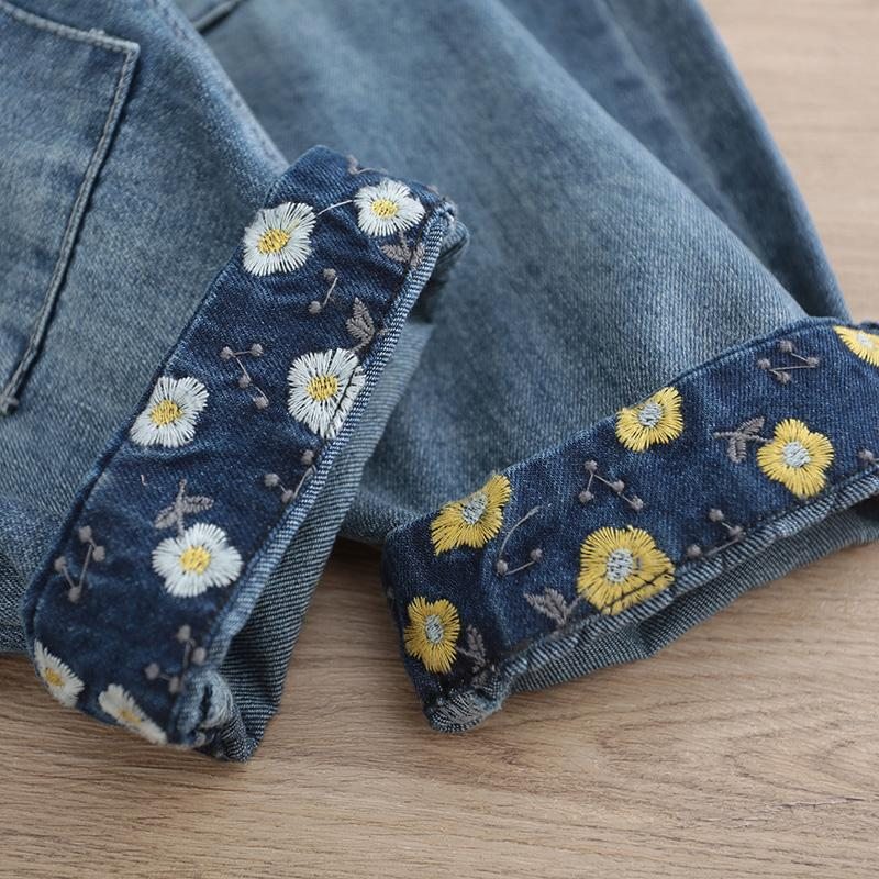 Sarouel En Denim Brodé Vintage