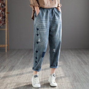 Sarouel Taille Haute En Denim Rétro