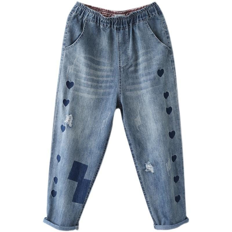 Sarouel Taille Haute En Denim Rétro