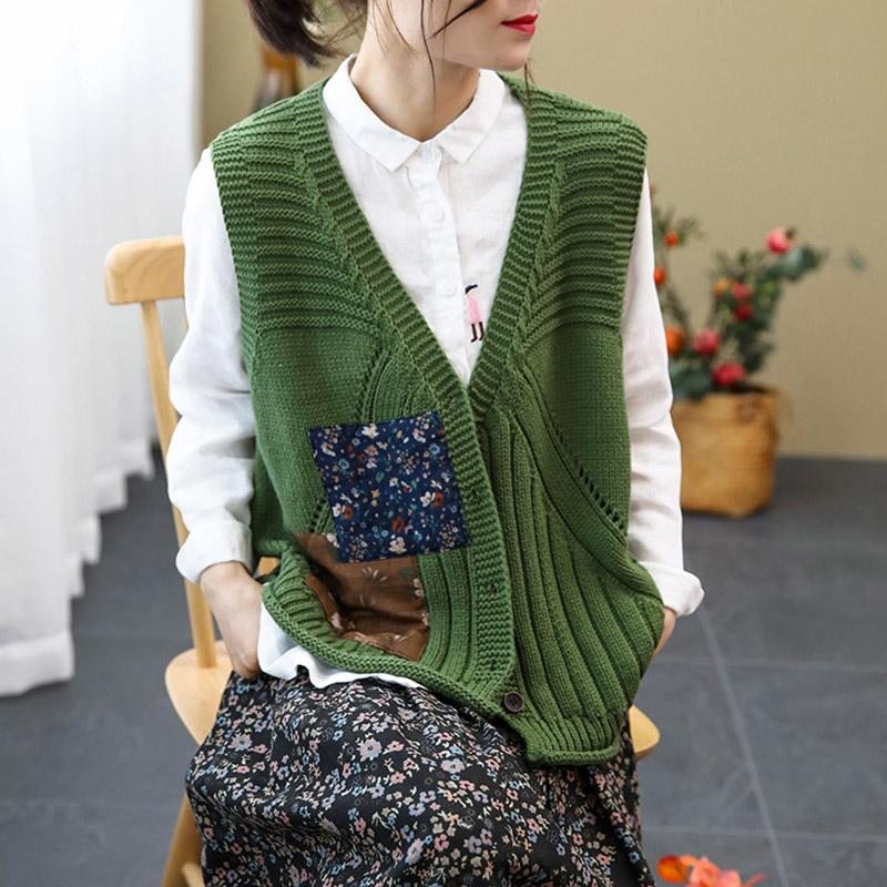 Gilet Cardigan En Tricot À Simple Boutonnage Rétro Printemps