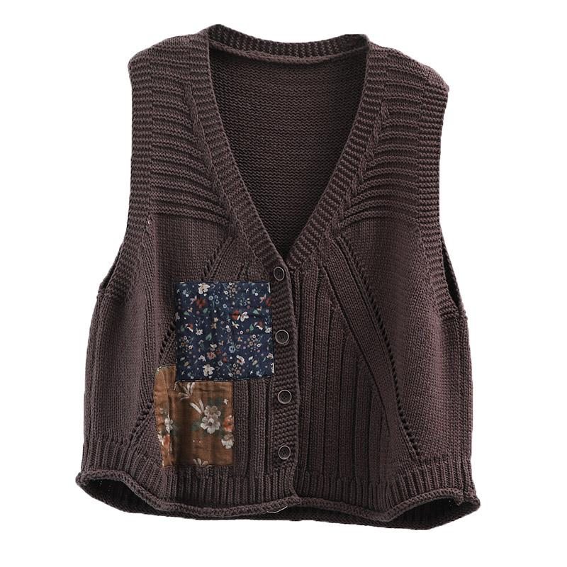 Gilet Cardigan En Tricot À Simple Boutonnage Rétro Printemps