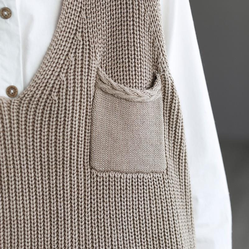 Gilet Pull En Tricot De Coton À Col En V Rétro