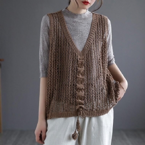 Gilet En Tricot D'été En Coton Creux Vintage