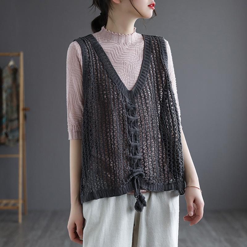 Gilet En Tricot D'été En Coton Creux Vintage