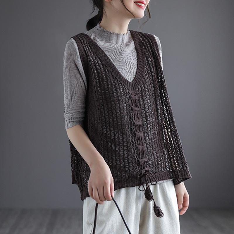 Gilet En Tricot D'été En Coton Creux Vintage