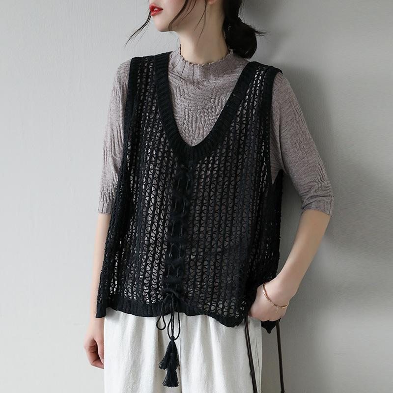 Gilet En Tricot D'été En Coton Creux Vintage