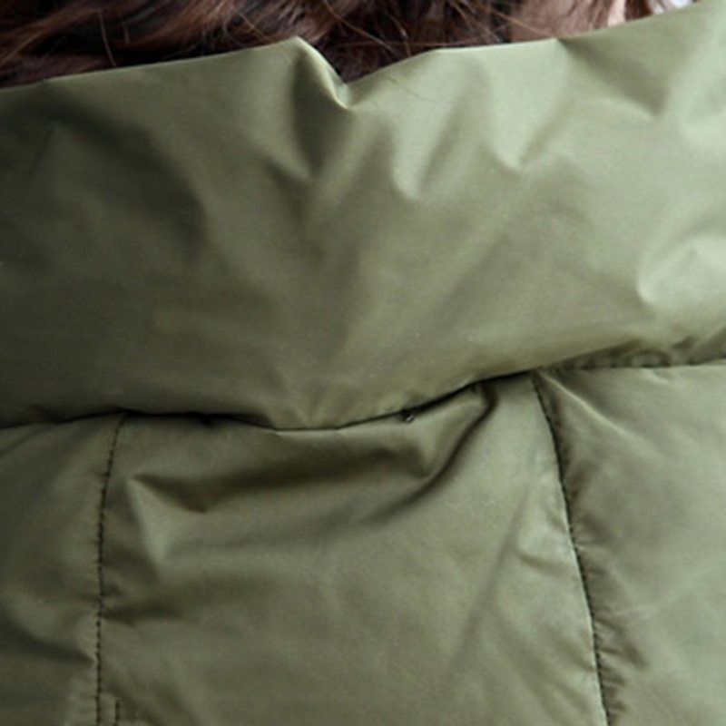 Manteau Épais Décontracté En Duvet Vert Armée Solide