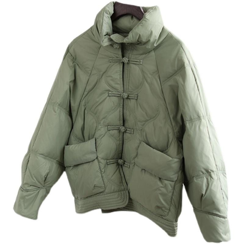 Manteau D'hiver En Duvet Épais De Couleur Unie Avec Col Montant Rétro