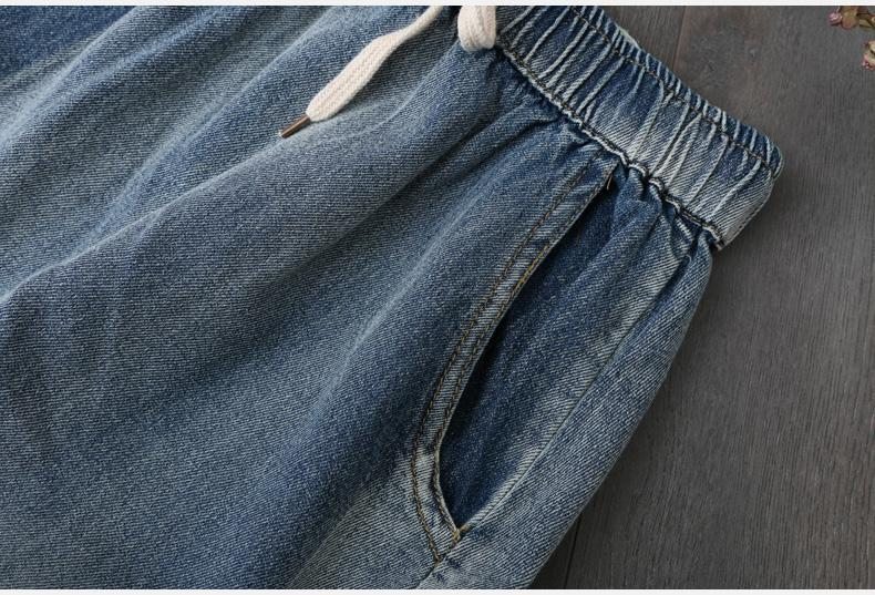 Automne Broderie Femme Lâche Une Forme Denim Jupe