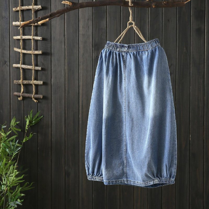 Automne Couture Vintage Denim Jupe Femme Bleu