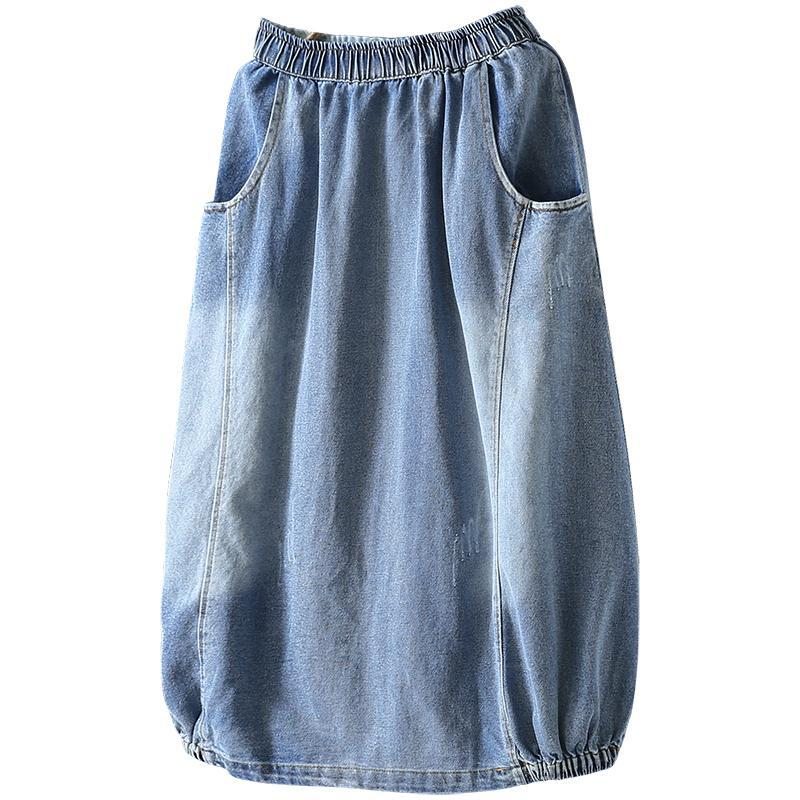 Automne Couture Vintage Denim Jupe Femme Bleu