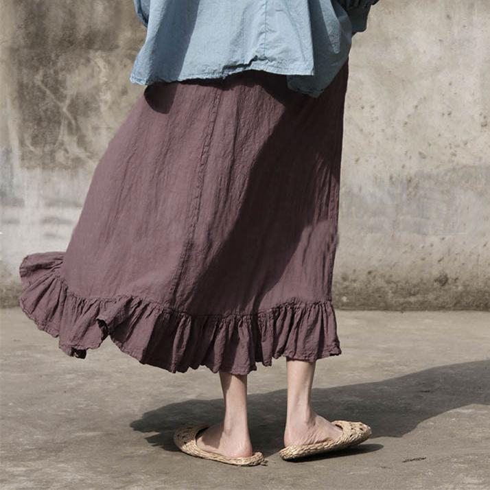 Jupe Rétro Femme En Coton Et Lin Printemps Et Été